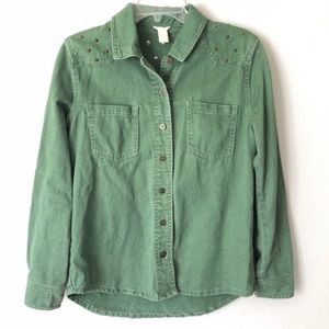 🍁Edgy olive green denim jacket! 🍁